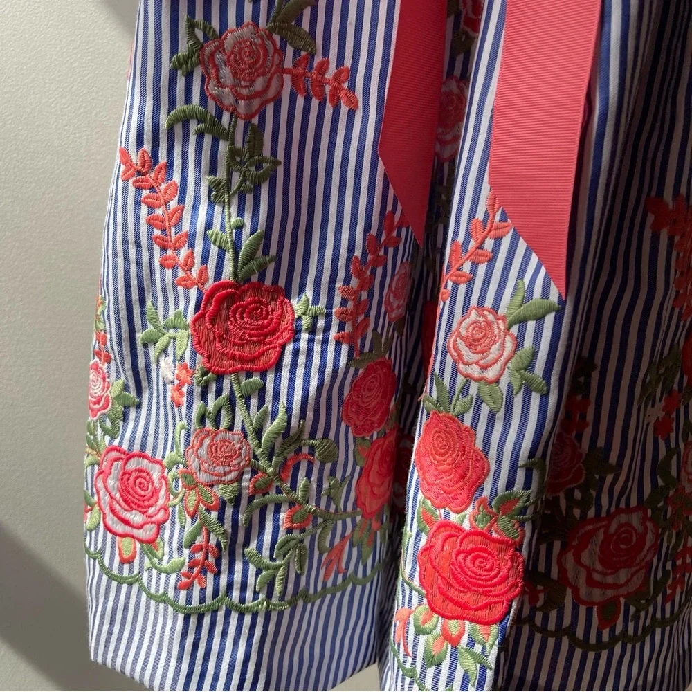 Madison Leigh Blue dress with embroidered flower detail 2P - Picture 6 of 8